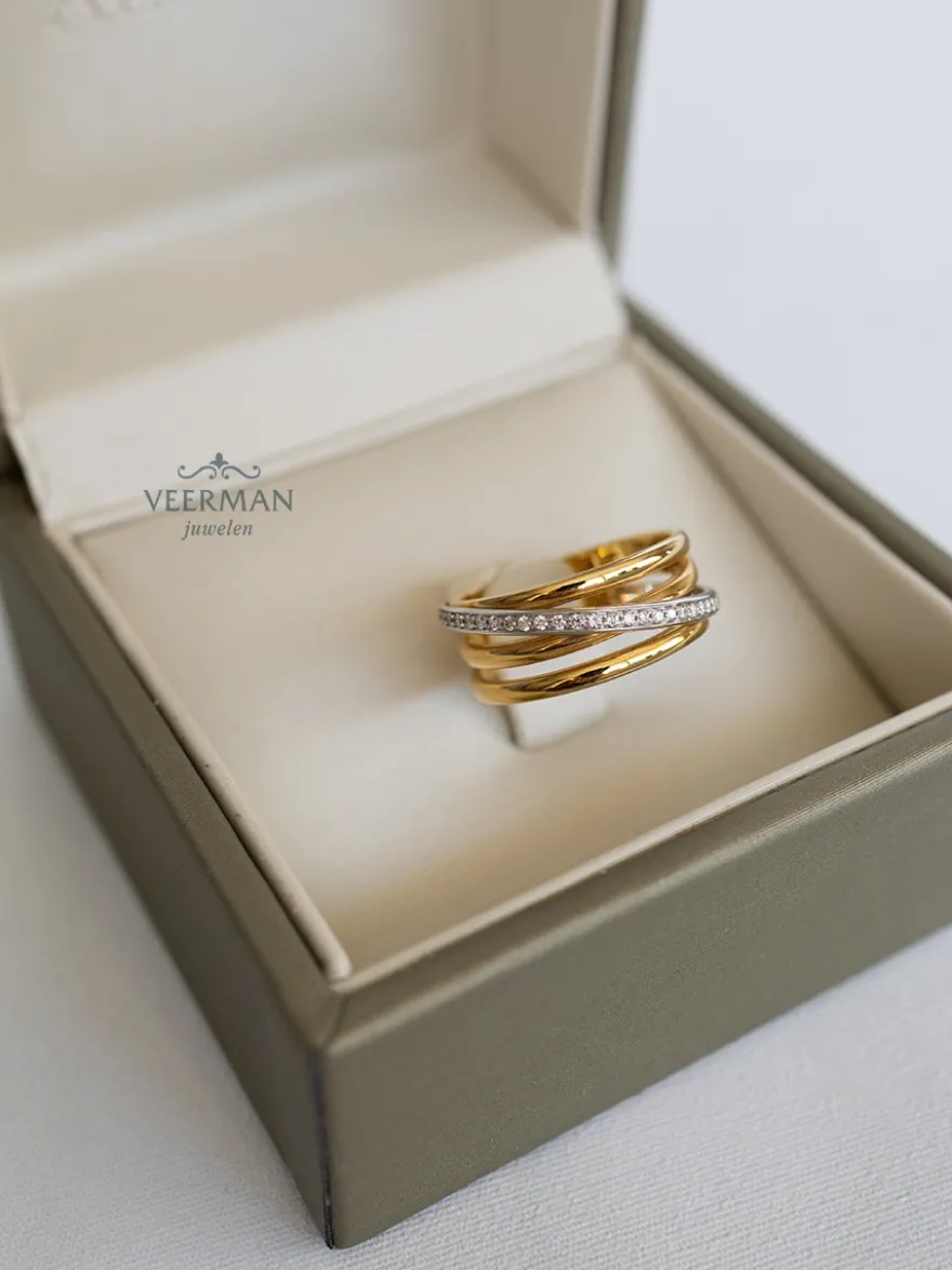 Al Coro Serenata bicolor ring met briljant 0,21crt. R7651WG + Luxe Cadeau