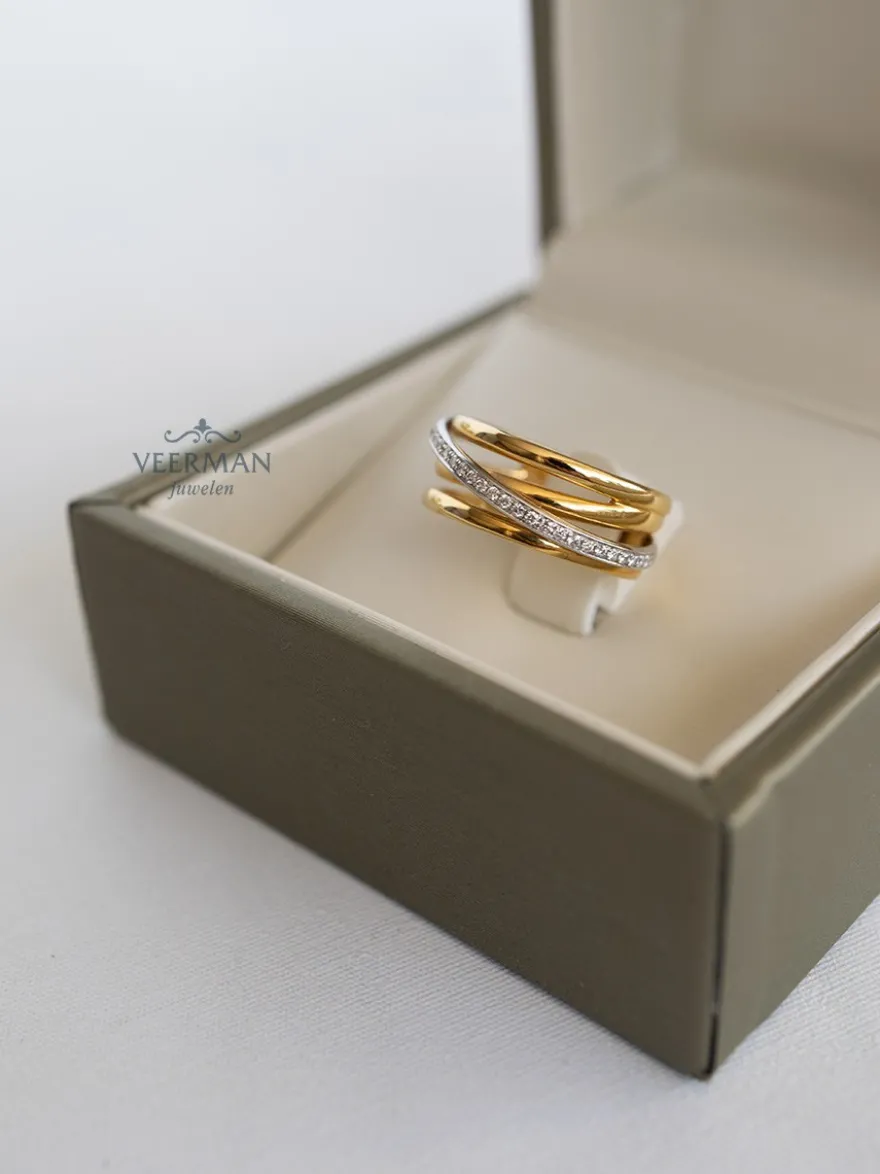 Al Coro Serenata bicolor ring met briljant 0,21crt. R7651WG + Luxe Cadeau
