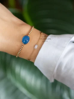 Al Coro Stretch armband met blauwe kwarts + Luxe Cadeau