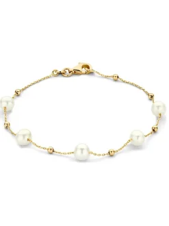 Armband geelgoud met parels + luxe cadeau