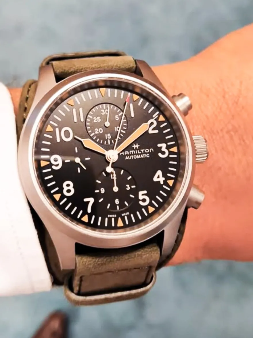 Bekijk Hamilton Khaki Field Auto Chrono H71706830 horloge + Met luxe cadeau