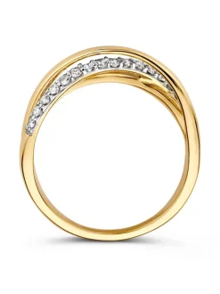 Bicolor crossover ring met briljanten + luxe cadeau