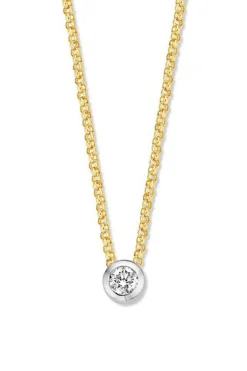 Bicolor gouden collier met briljant 0.10crt. + Luxe cadeau