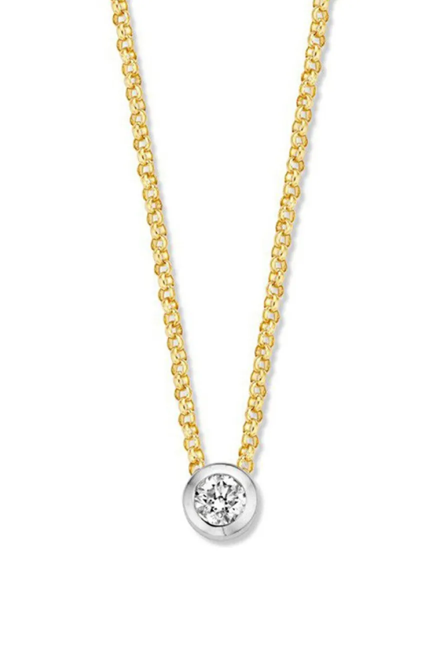 Bicolor gouden collier met briljant 0.10crt. + Luxe cadeau