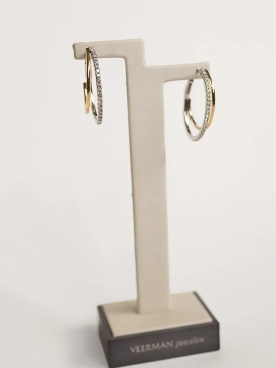 Bicolor gouden creolen met briljant 0.49crt + Luxe cadeau