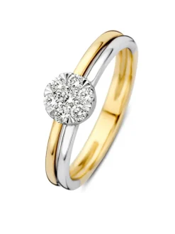 Bicolor Gouden Entourage Ring met Briljant 0,25crt. + Luxe Cadeau