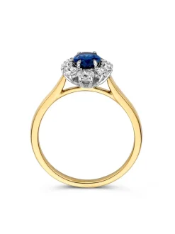 Bicolor gouden entourage ring met saffier en briljant 0,61crt + Luxe Cadeau