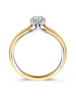 Bicolor gouden entourage ring met peer diamant + Luxe Cadeau