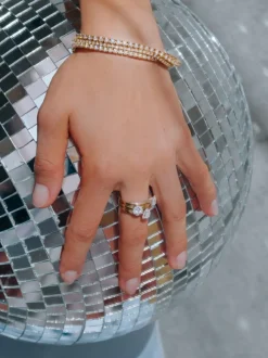 Bicolor gouden entourage ring met peer diamant + Luxe Cadeau