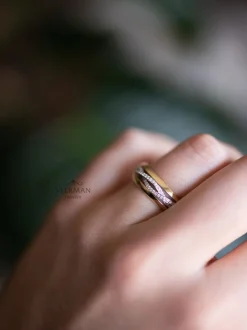 Bicolor gouden ring met briljant 0,22crt.+ Luxe Cadeau