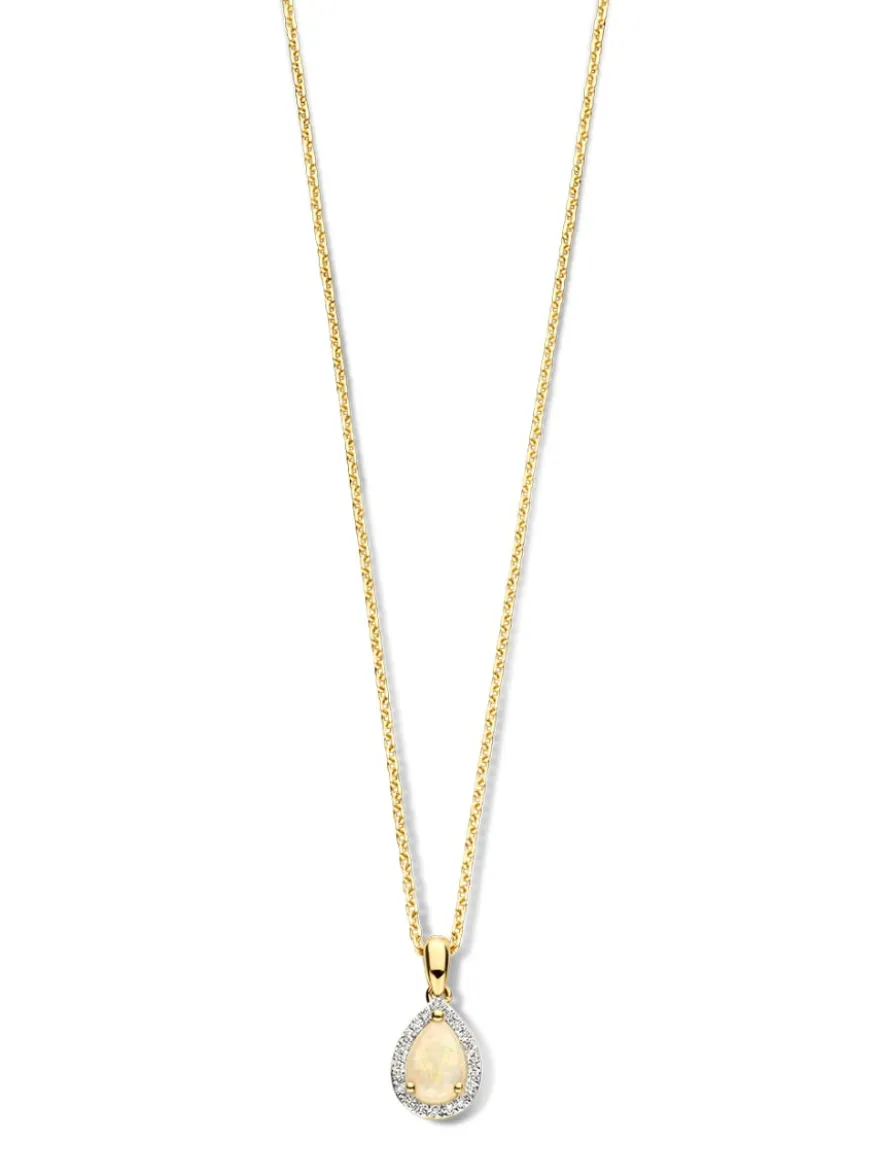Bicolor hanger met opaal en briljant 0,09crt. + Luxe Cadeau