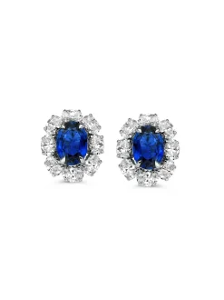 Bicolor oorstekers met saffier en briljant 1,29crt. + Luxe Cadeau