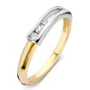 Bicolor ring met briljant 0,08crt.