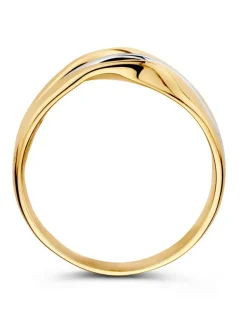 Bicolor ring met golvende banen + luxe cadeau