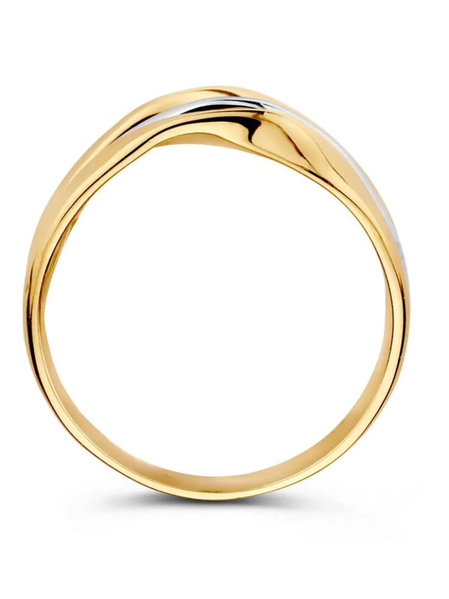 Bicolor ring met golvende banen + luxe cadeau