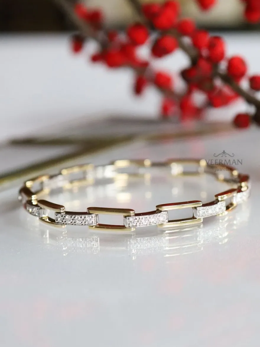 Bicolor schakelarmband met briljant 0,79crt. + Luxe Cadeau