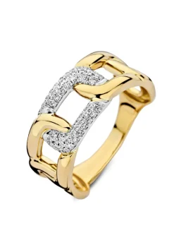 Bicolor schakelring briljant 0.20 crt. + Luxe cadeau