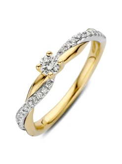 Bicolor slagring met briljant 0.30crt + Luxe Cadeau