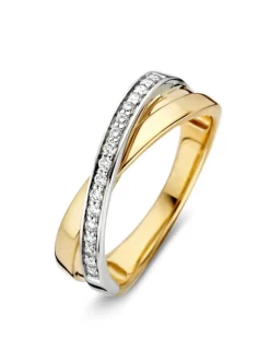 Bicolor slagring met briljant + luxe cadeau