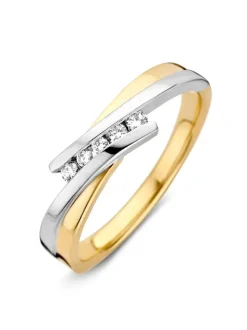 Bicolor slagring met briljant 0,10crt. + Luxe Cadeau