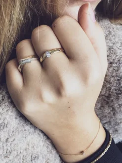 Bicolor slagring met briljant 0,10crt. + Luxe Cadeau