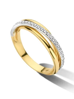 Bicolor slagring met diamant 0,22crt. + Luxe Cadeau