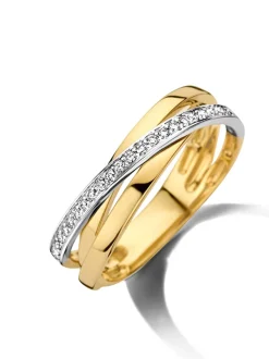 Bicolor slagring met diamant 0,16crt. + Luxe Cadeau