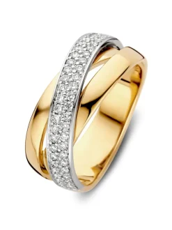 Bicolor slagring met diamant 0,37crt. + Luxe Cadeau
