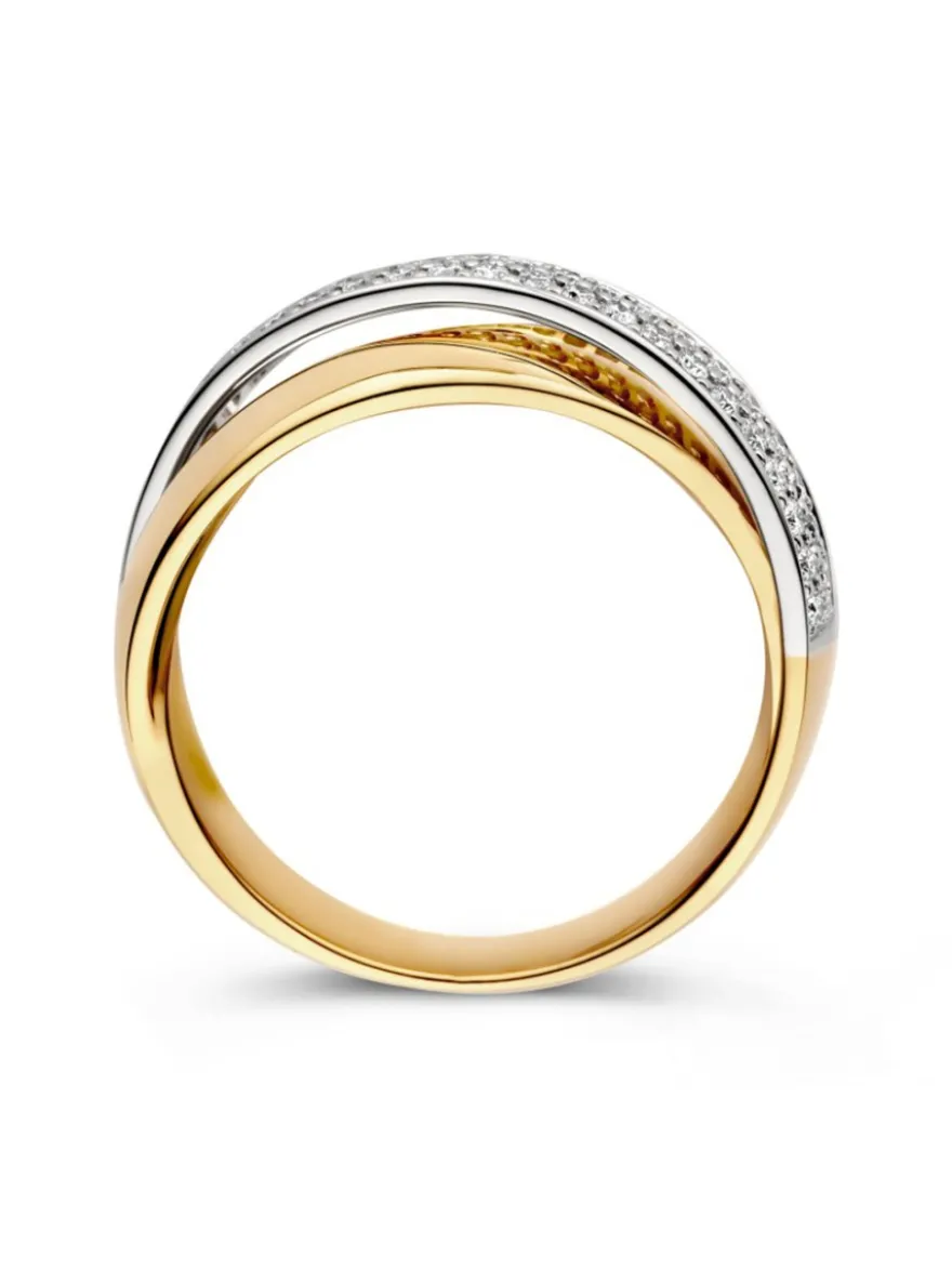 Bicolor slagring met diamant 0,37crt. + Luxe Cadeau