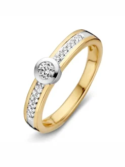 Bicolor solitair ring met briljant 0,26crt. + Lux Cadeau