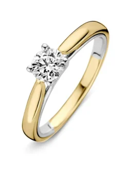 Bicolor solitair ring met briljant 0.50crt + Luxe cadeau