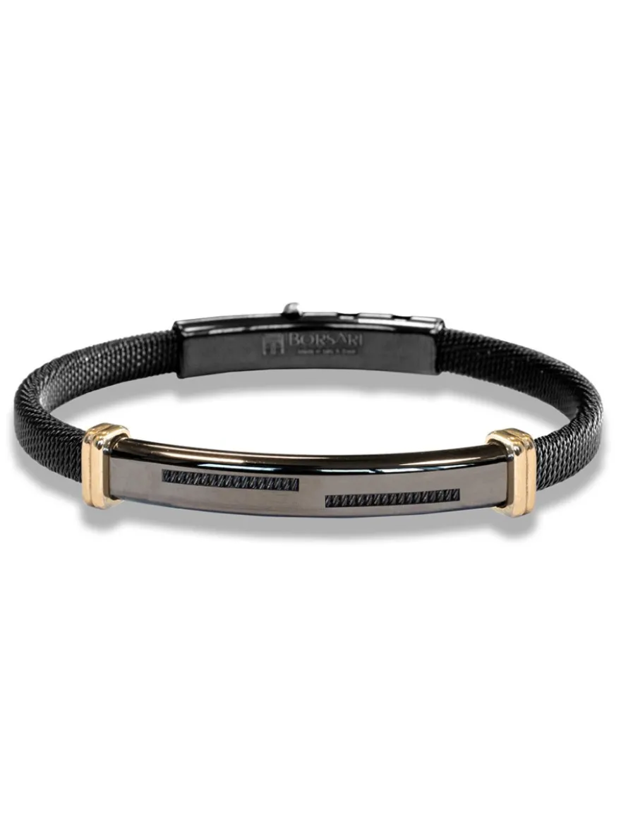 Borsari Gioielli Stalen armband met geelgoud br-imper04cy
