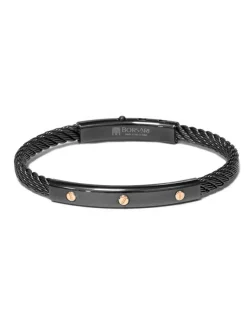 Borsari Gioielli Stalen armband met roségoud br-sk04db