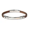 Borsari Gioielli Stalen armband met roségoud br-sk07esn + Luxe Cadeau