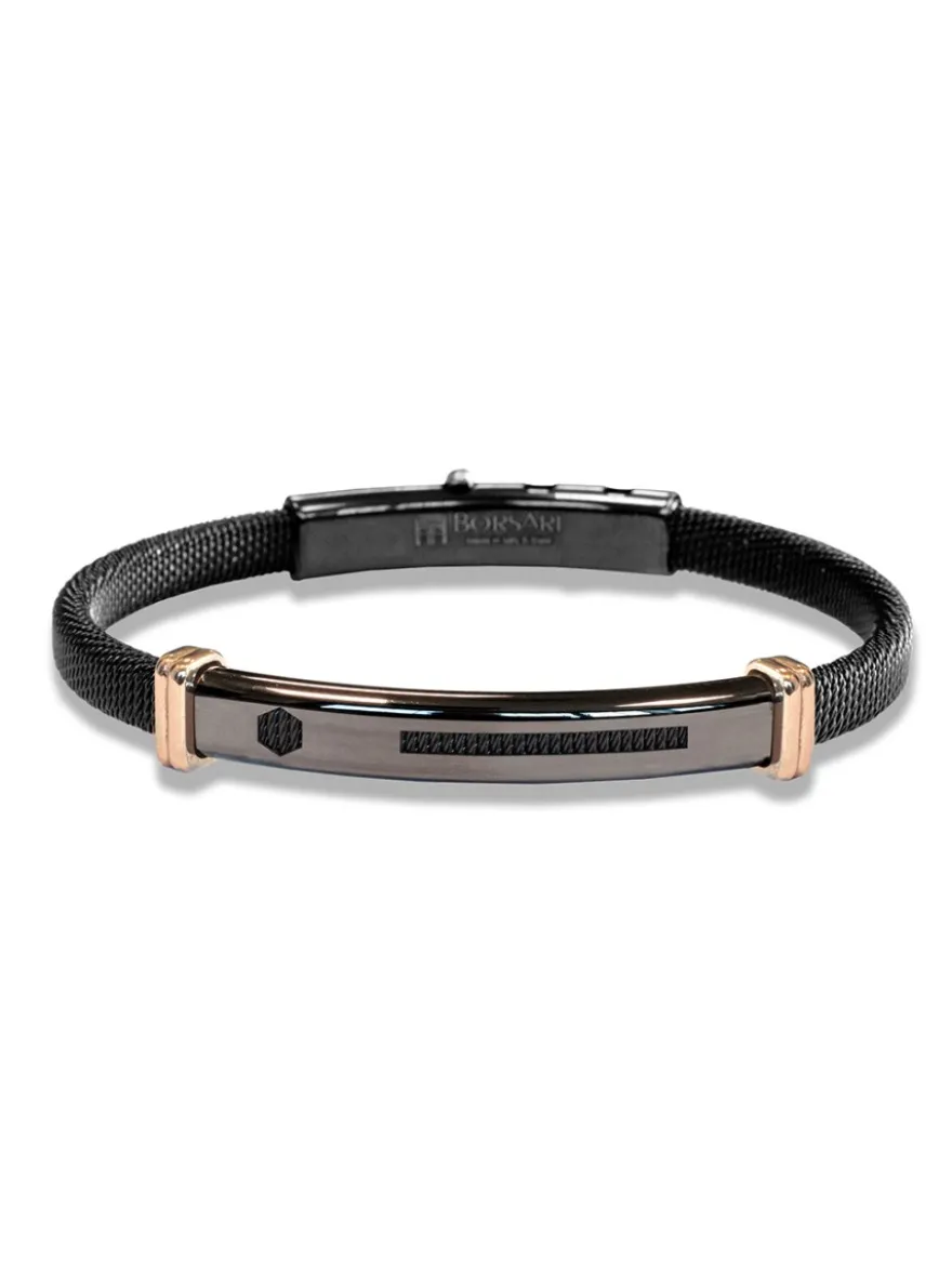 Borsari Gioielli Stalen armband met roségoud br-imper04ao