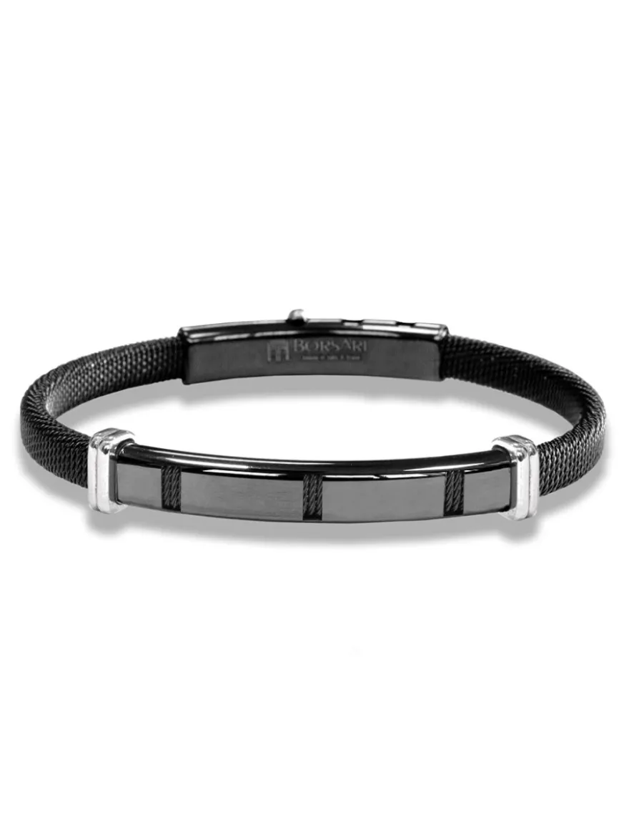 Borsari Gioielli Stalen armband met witgoud br-imper04br