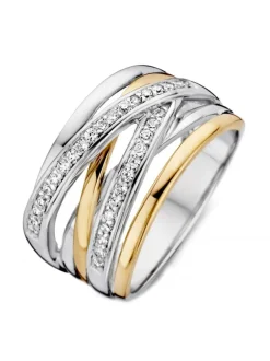 Brede ring zilver met zirkonia + Luxe Cadeau