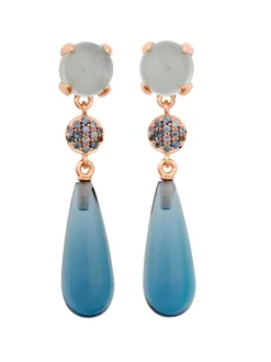 Bron Catch oorhangers Aquamarijn en London Blue Topaas