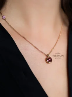 Bron Stardust collier met roze saffier en diamant + Cadeau