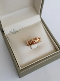 Bron Stax ring met briljant en oranje saffier 8RR4936OKBR + Luxe Cadeau