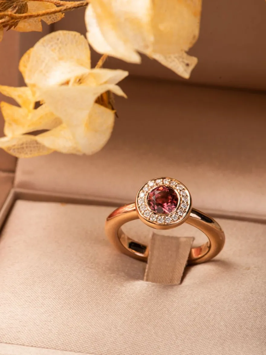 BRON Sushi Ring roze Toermalijn 8RR4873RTBR + Luxe Cadeau