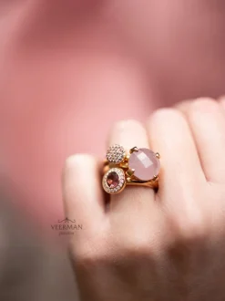 BRON Sushi Ring roze Toermalijn 8RR4873RTBR + Luxe Cadeau