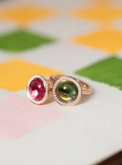 BRON Sushi ring toermalijn en diamant 8RR4932GTCBR + luxe cadeau