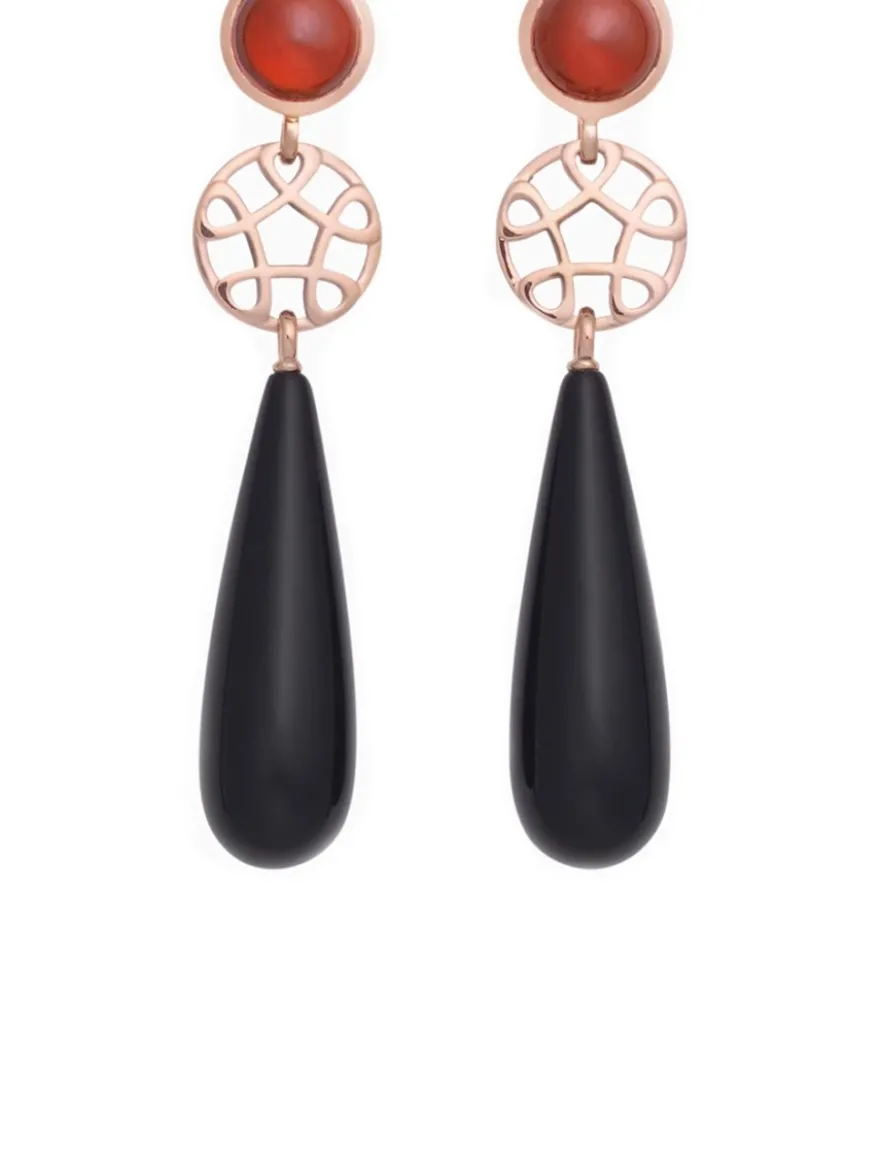 BRON Toujours Ajour oorbellen onyx & hessoniet + Luxe cadeau