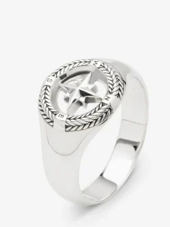 Buddha to Buddha Compass Signet Ring Silver 057 + Luxe Cadeau