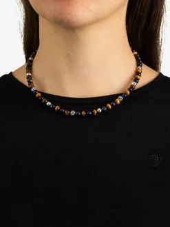 Buddha to Buddha Spirit Bead Mini Collier Mix Sodaliet Tijgeroog + Luxe Cadeau
