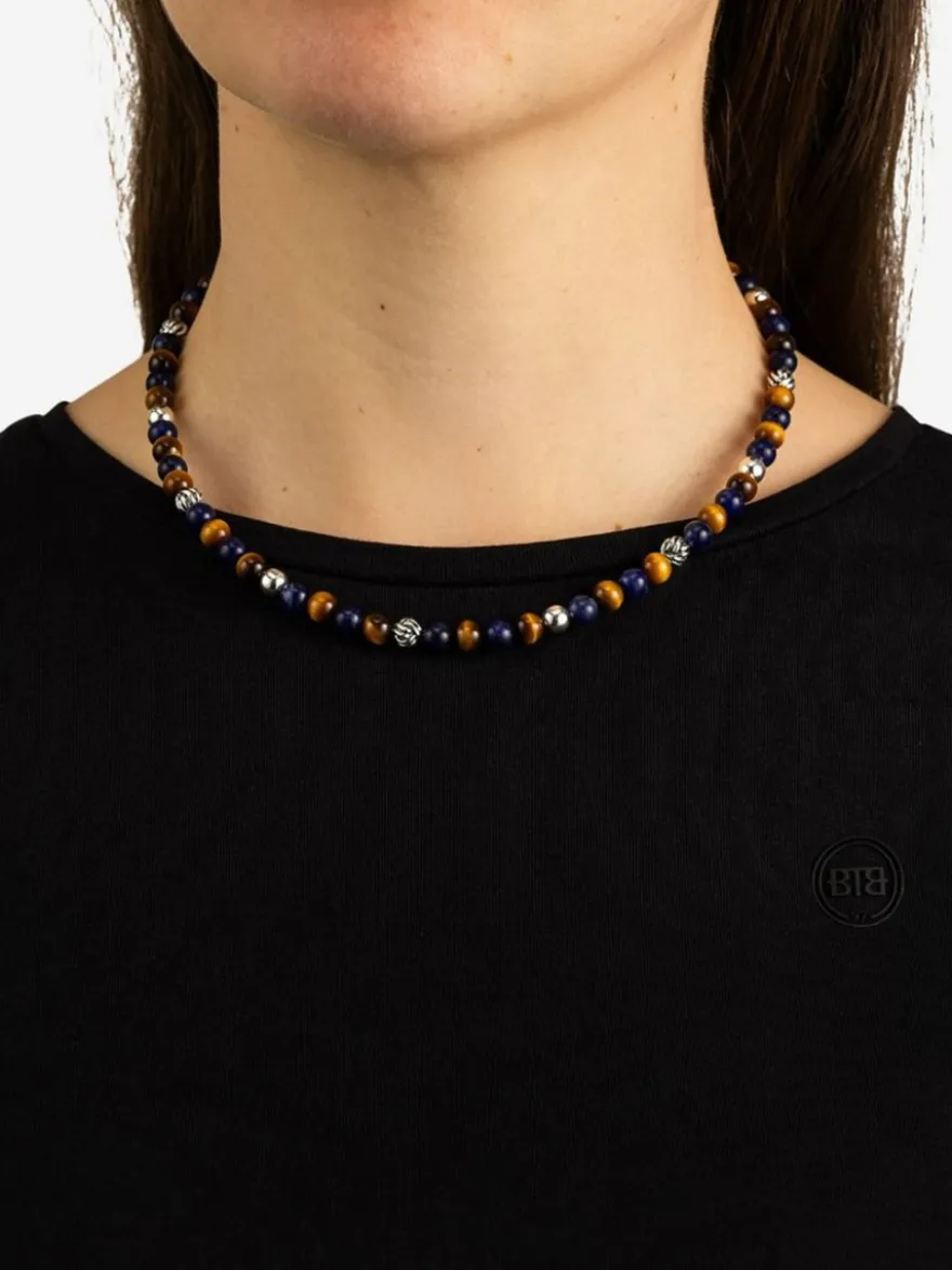 Buddha to Buddha Spirit Bead Mini Collier Mix Sodaliet Tijgeroog + Luxe Cadeau