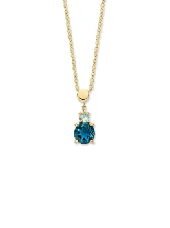 Collier geelgoud met hanger topaas + Luxe cadeau