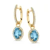 Creolen met london blue topaas & briljant + Luxe cadeau