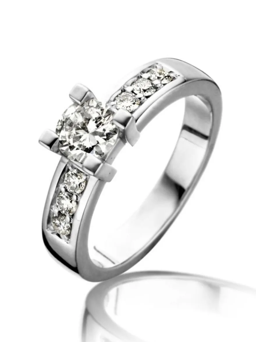 Diamanten ring witgoud + Luxe cadeau